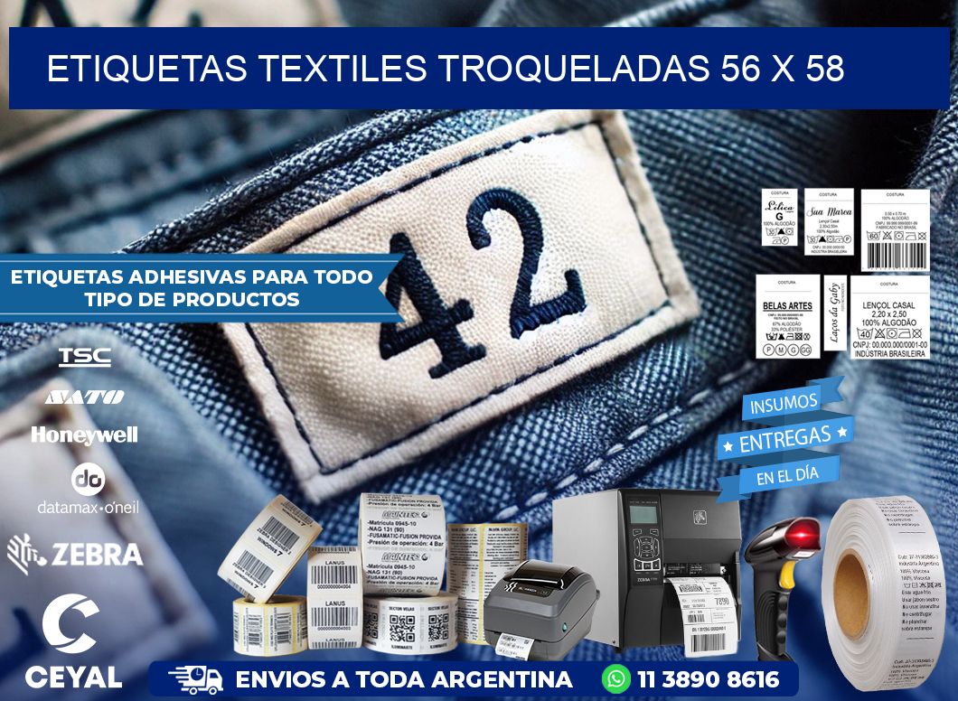 ETIQUETAS TEXTILES TROQUELADAS 56 x 58