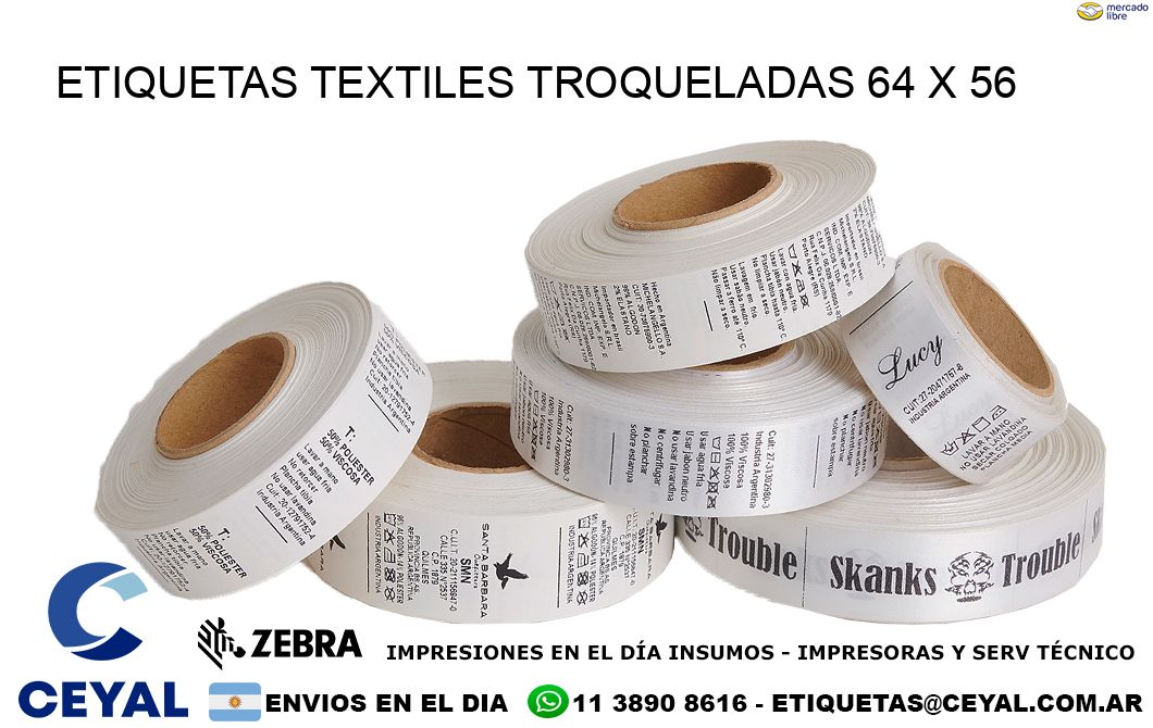 ETIQUETAS TEXTILES TROQUELADAS 64 x 56