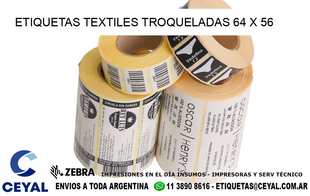 ETIQUETAS TEXTILES TROQUELADAS 64 x 56