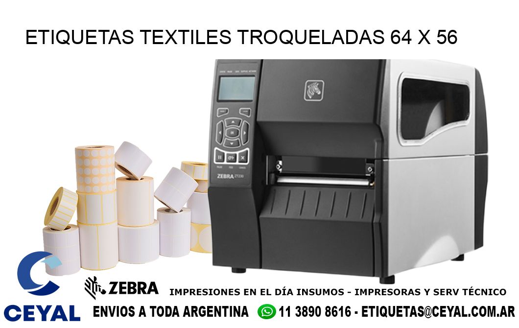 ETIQUETAS TEXTILES TROQUELADAS 64 x 56