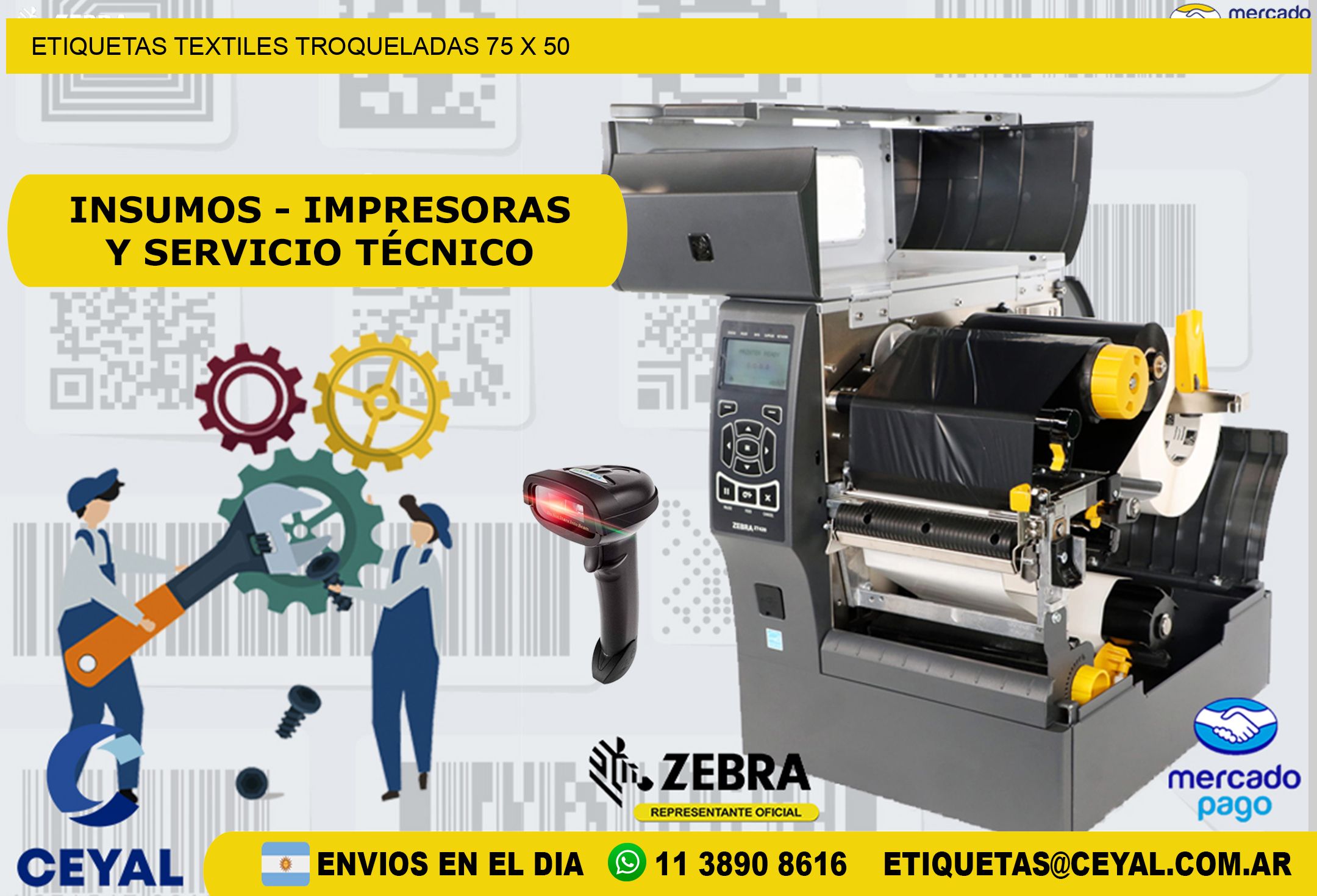 ETIQUETAS TEXTILES TROQUELADAS 75 x 50