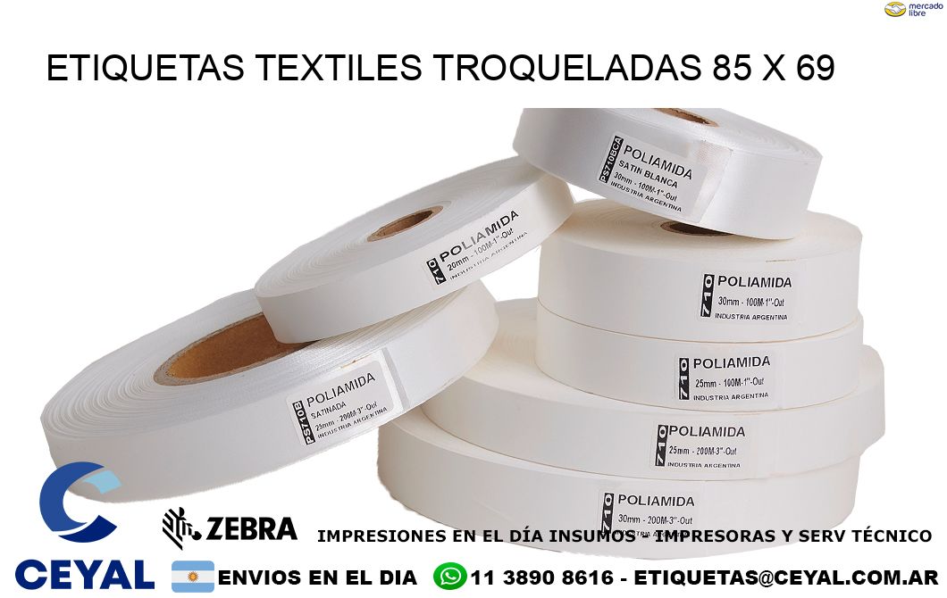 ETIQUETAS TEXTILES TROQUELADAS 85 x 69