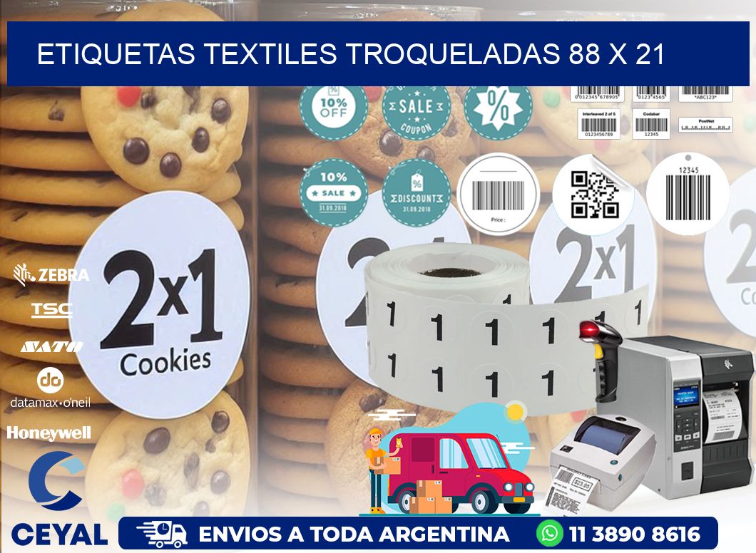 ETIQUETAS TEXTILES TROQUELADAS 88 x 21