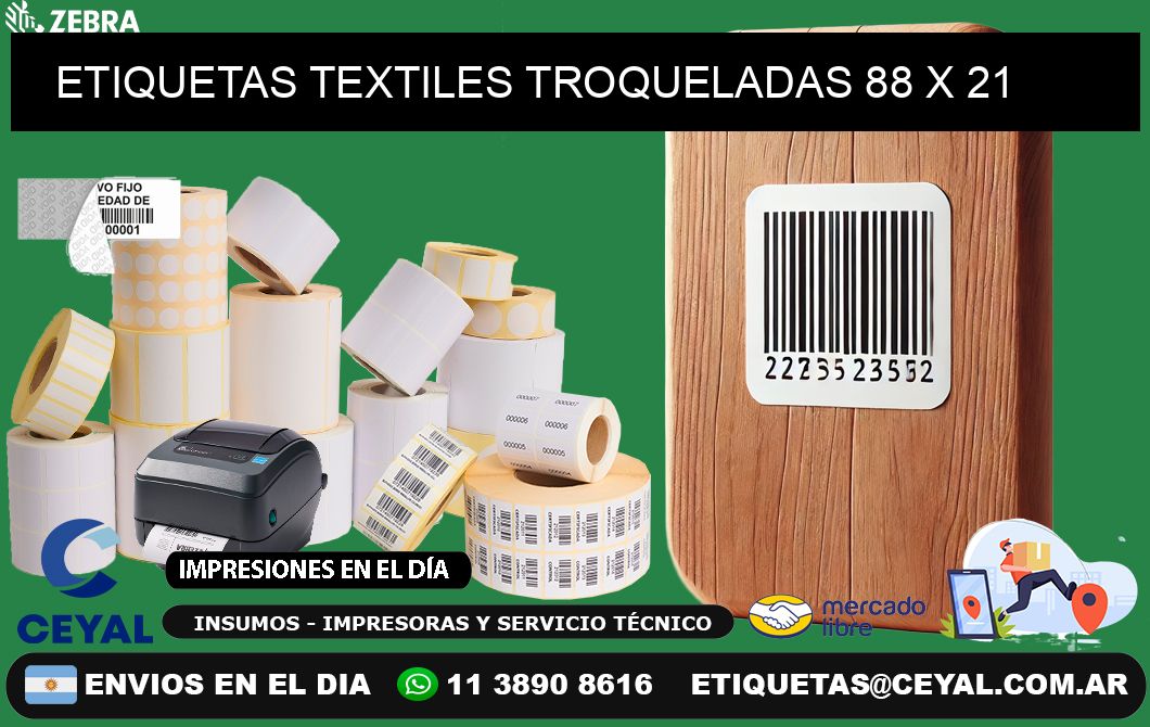 ETIQUETAS TEXTILES TROQUELADAS 88 x 21