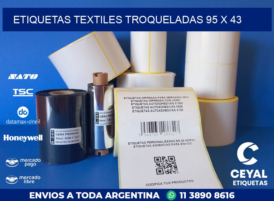 ETIQUETAS TEXTILES TROQUELADAS 95 x 43