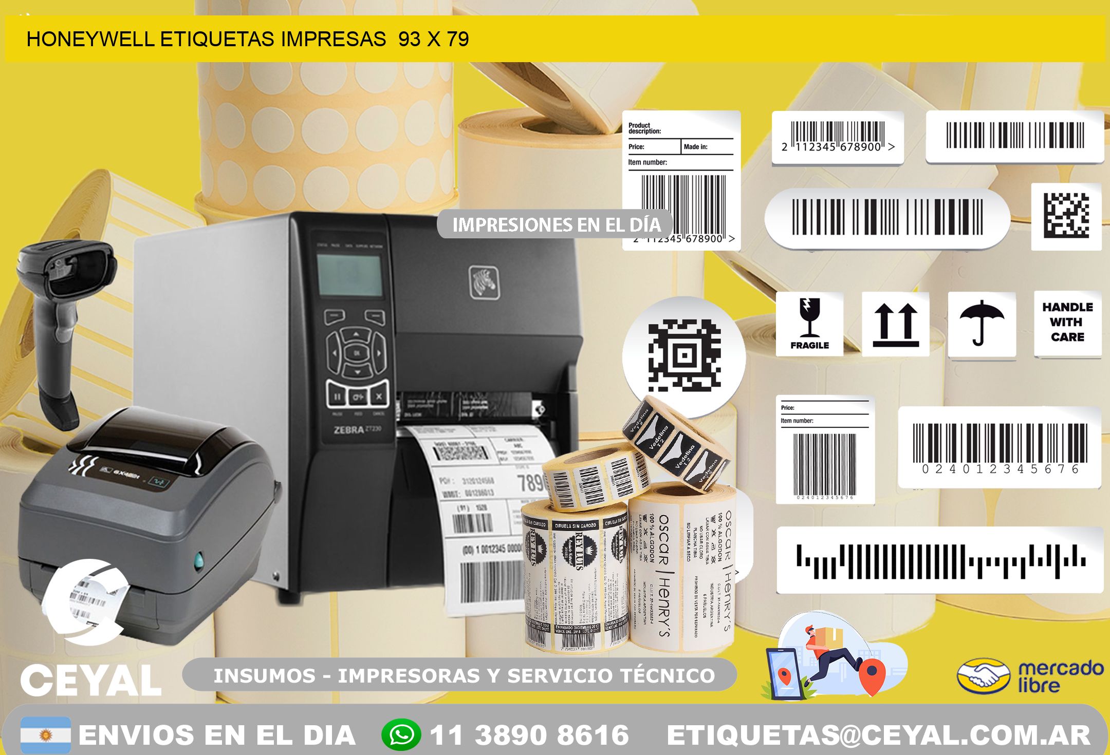 HONEYWELL ETIQUETAS IMPRESAS  93 x 79