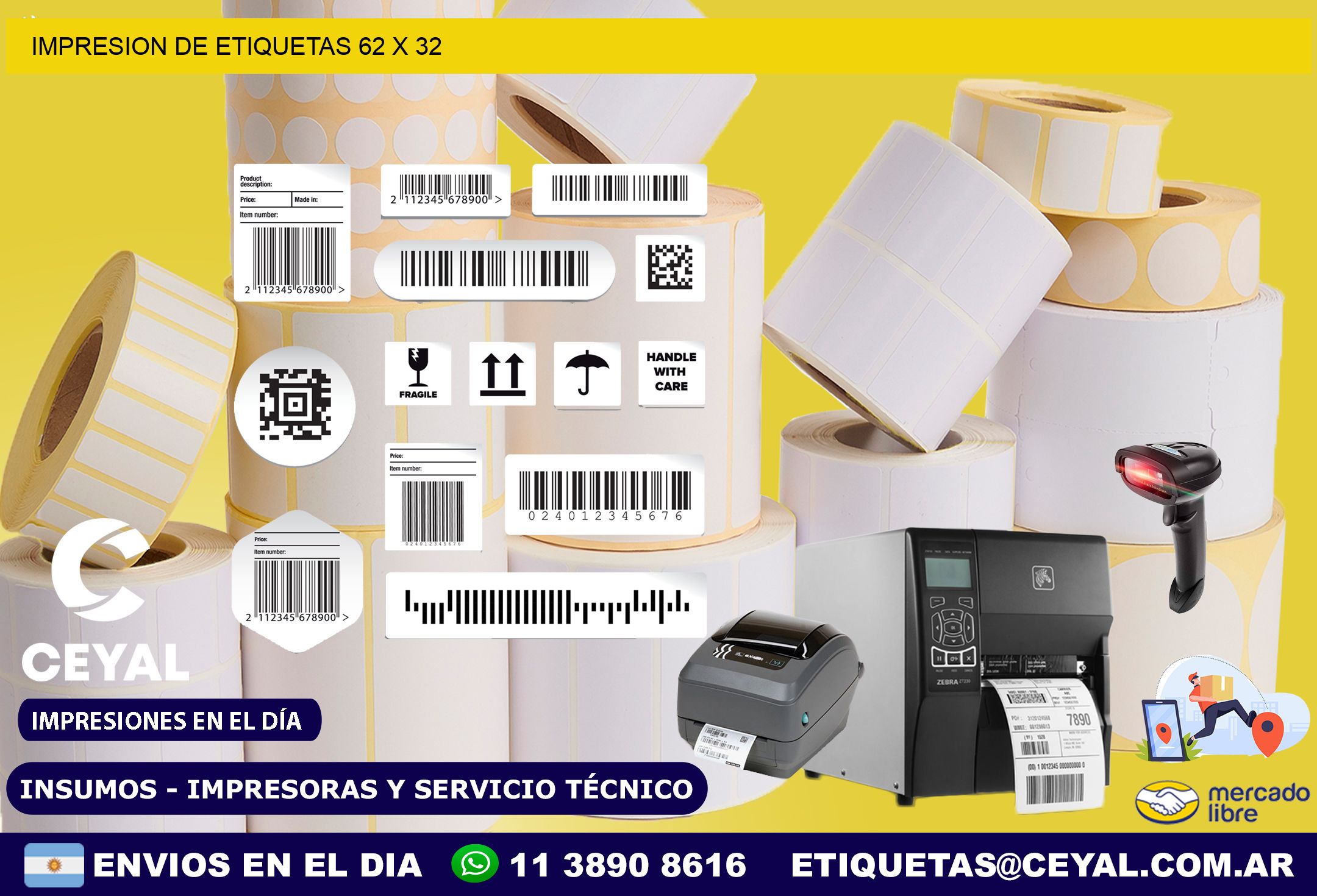 IMPRESION DE ETIQUETAS 62 x 32