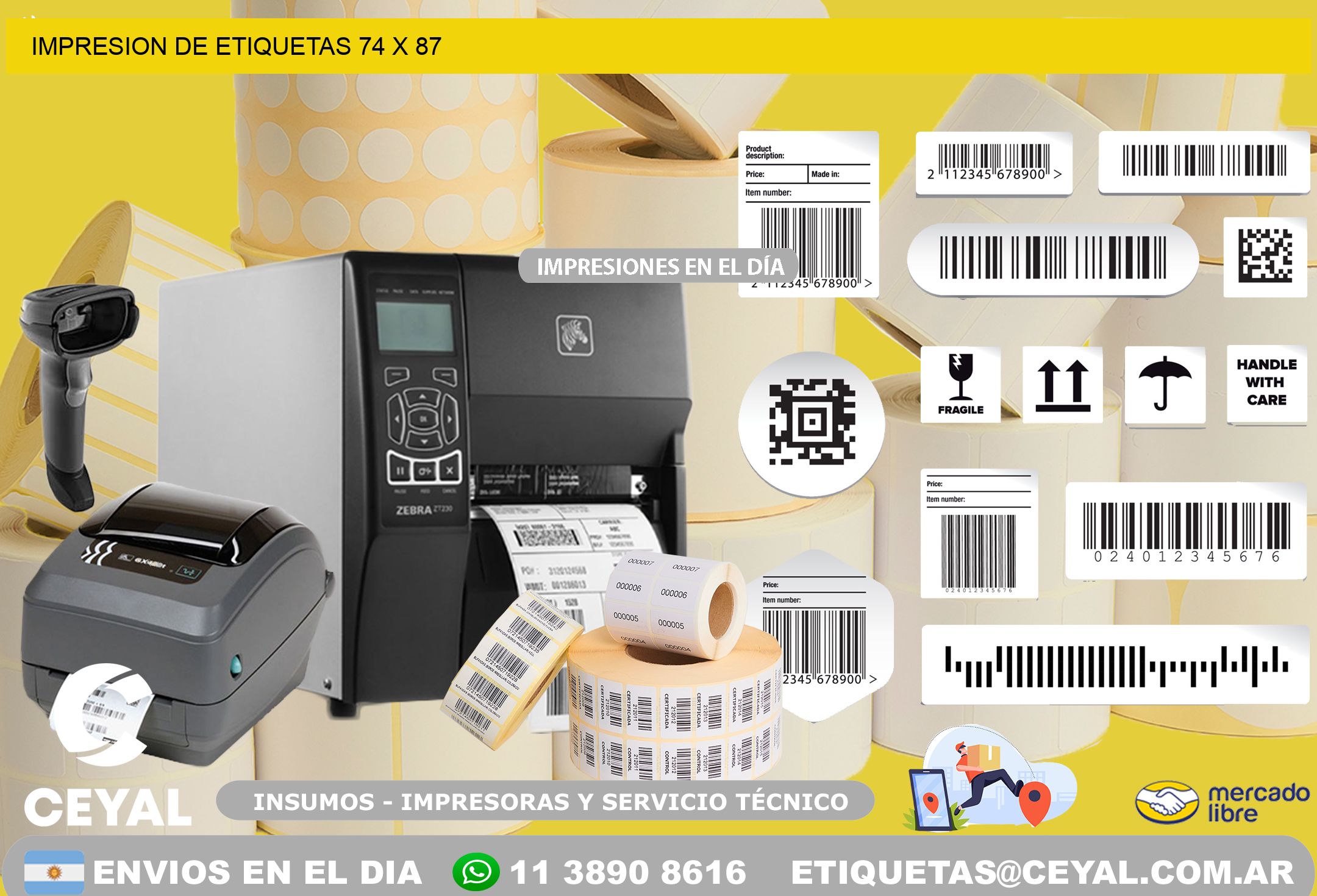IMPRESION DE ETIQUETAS 74 x 87