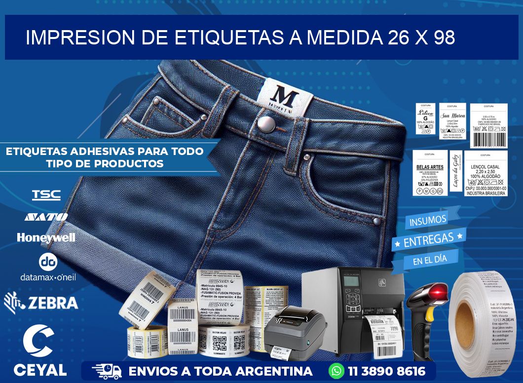 IMPRESION DE ETIQUETAS A MEDIDA 26 x 98