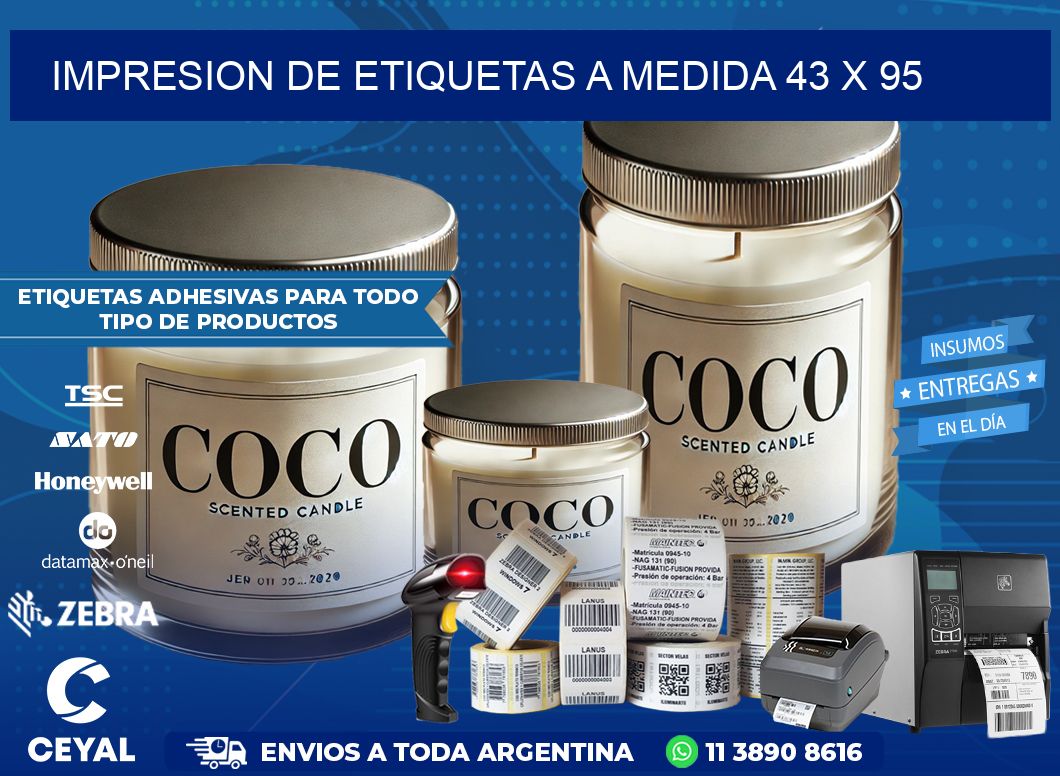 IMPRESION DE ETIQUETAS A MEDIDA 43 x 95