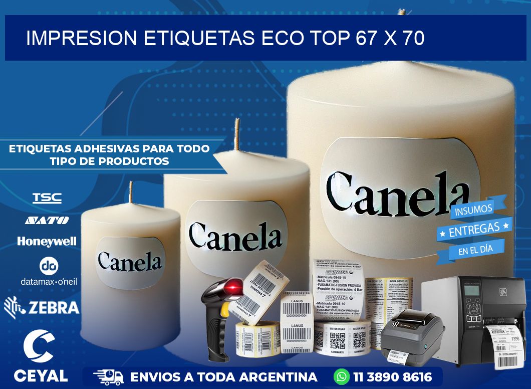 IMPRESION ETIQUETAS ECO TOP 67 x 70
