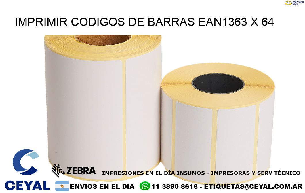 IMPRIMIR CODIGOS DE BARRAS EAN1363 x 64