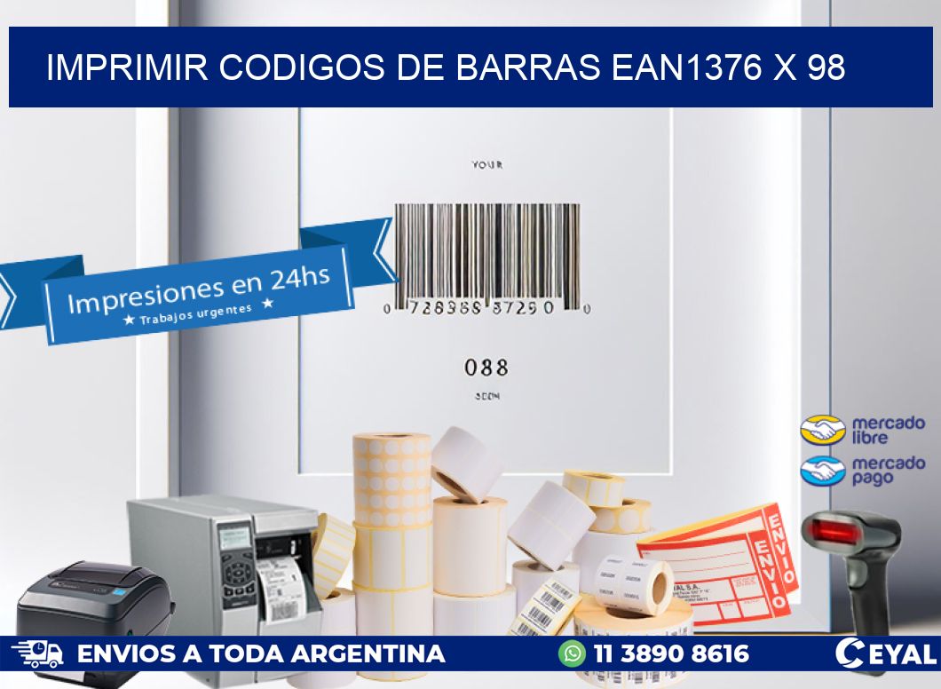 IMPRIMIR CODIGOS DE BARRAS EAN1376 x 98