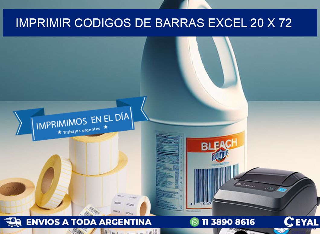 IMPRIMIR CODIGOS DE BARRAS EXCEL 20 x 72