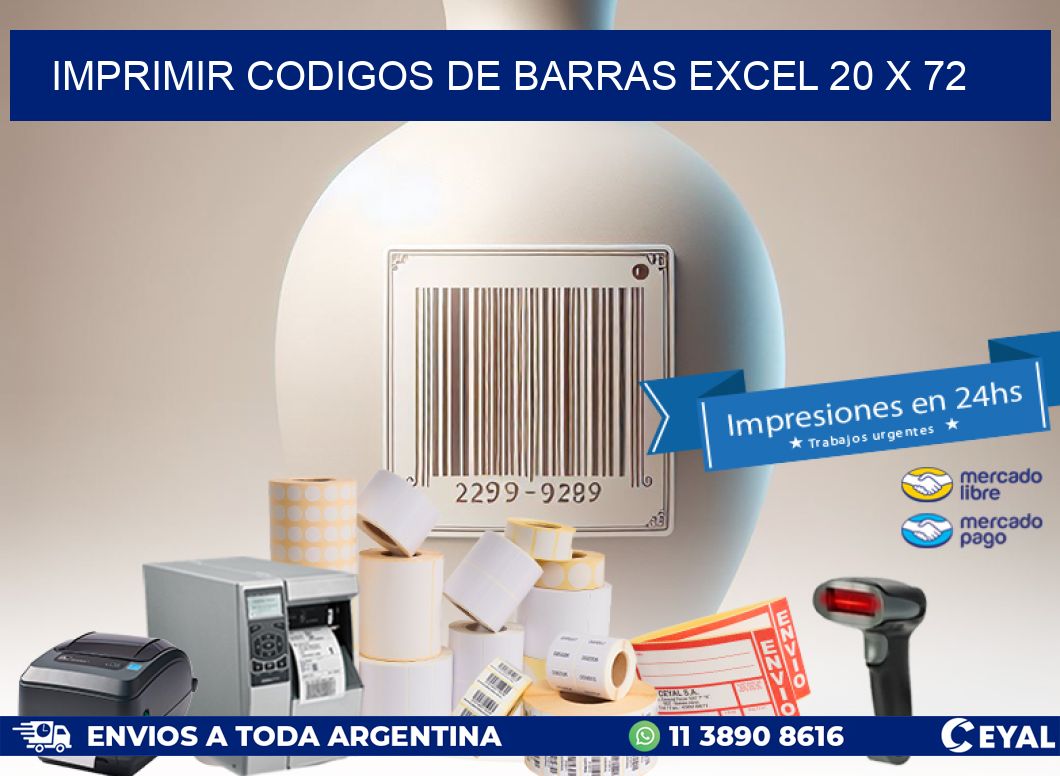 IMPRIMIR CODIGOS DE BARRAS EXCEL 20 x 72