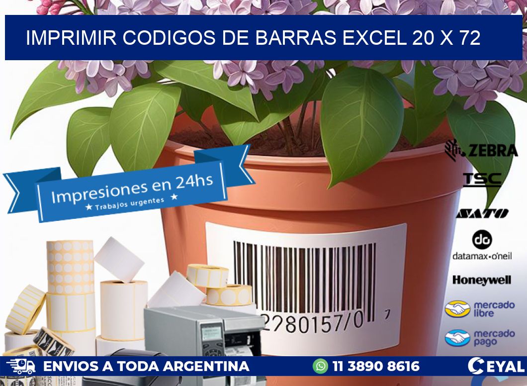 IMPRIMIR CODIGOS DE BARRAS EXCEL 20 x 72