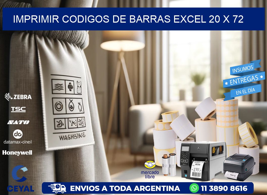 IMPRIMIR CODIGOS DE BARRAS EXCEL 20 x 72