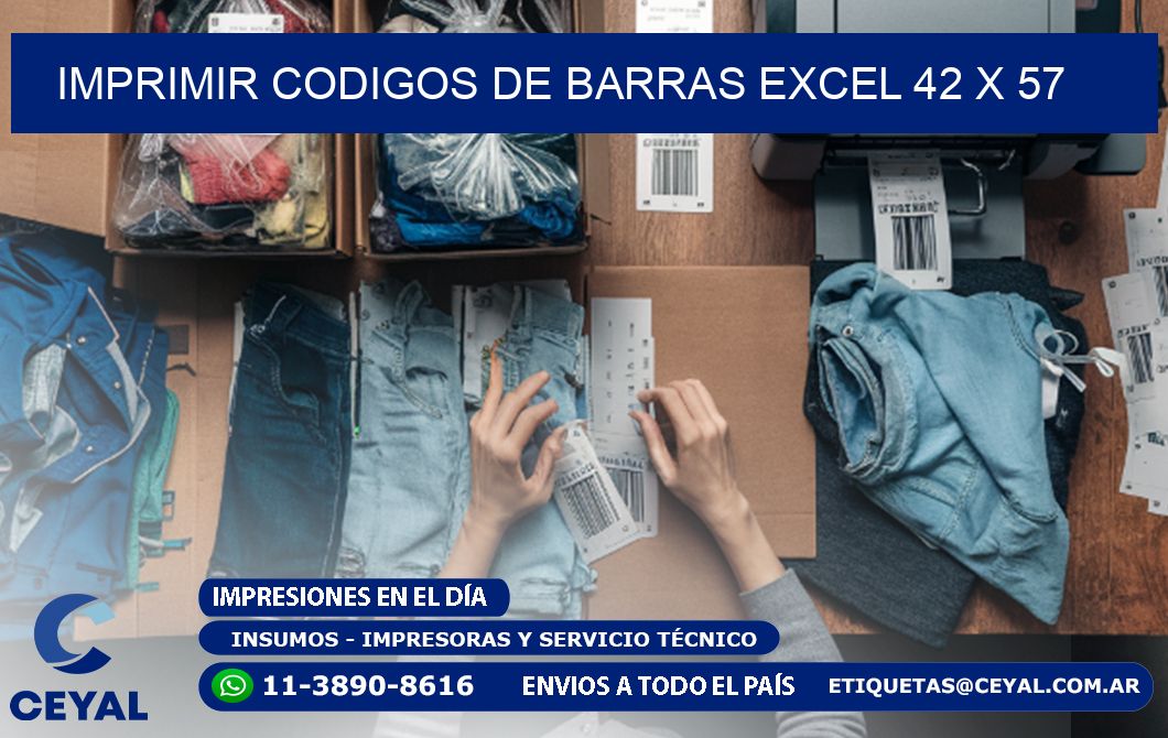 IMPRIMIR CODIGOS DE BARRAS EXCEL 42 x 57