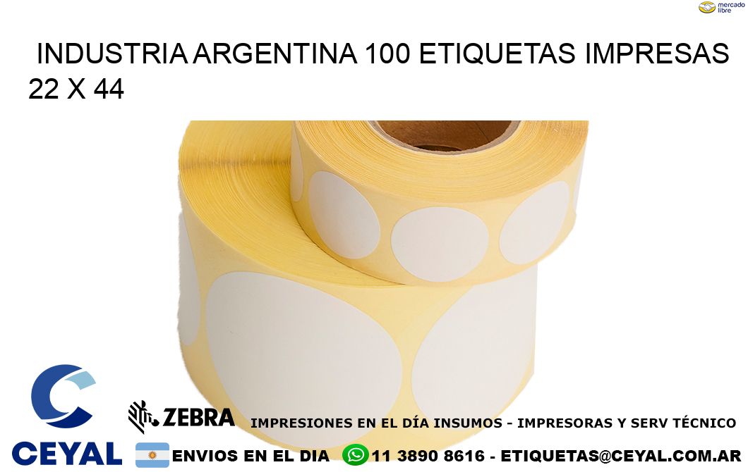 INDUSTRIA ARGENTINA 100 ETIQUETAS IMPRESAS  22 x 44