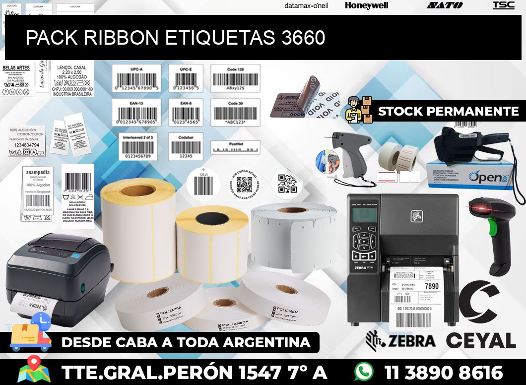 PACK RIBBON ETIQUETAS 3660