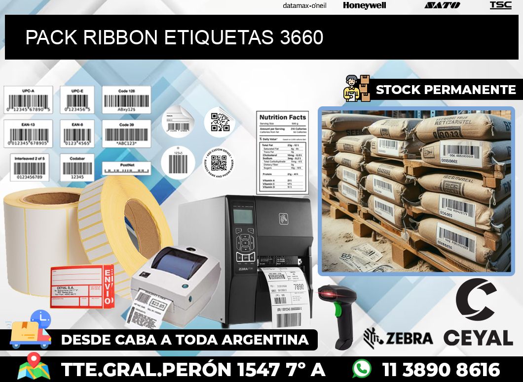 PACK RIBBON ETIQUETAS 3660