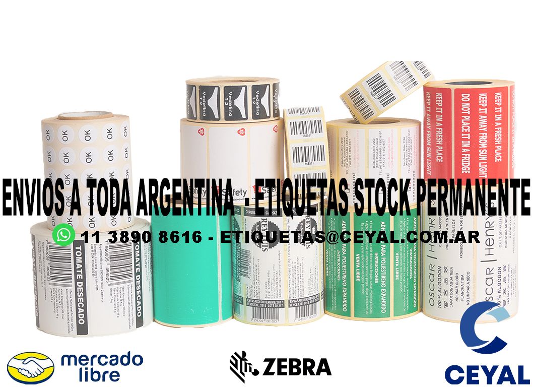 ROLLITOS ETIQUETAS IMPRESAS  80 x 65