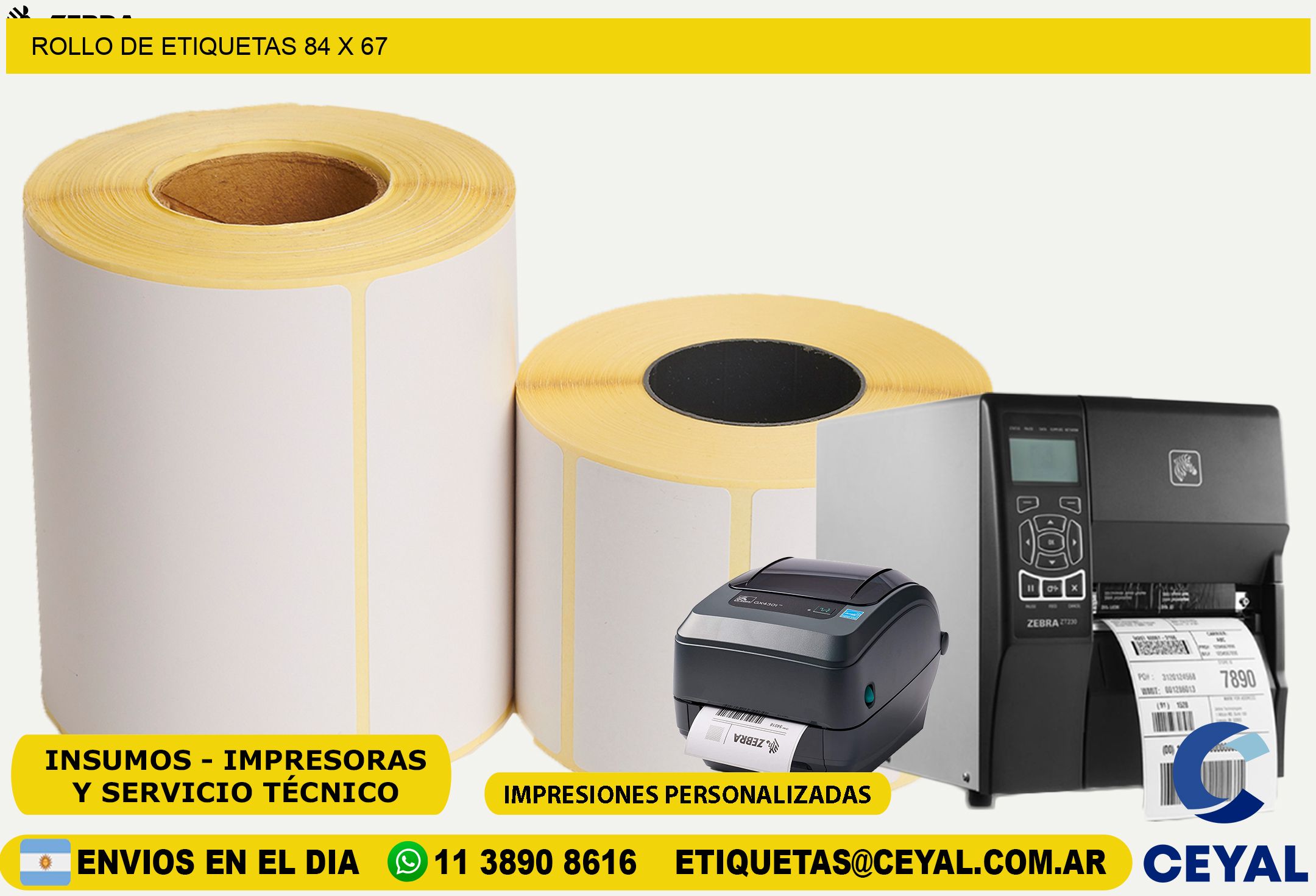 ROLLO DE ETIQUETAS 84 x 67