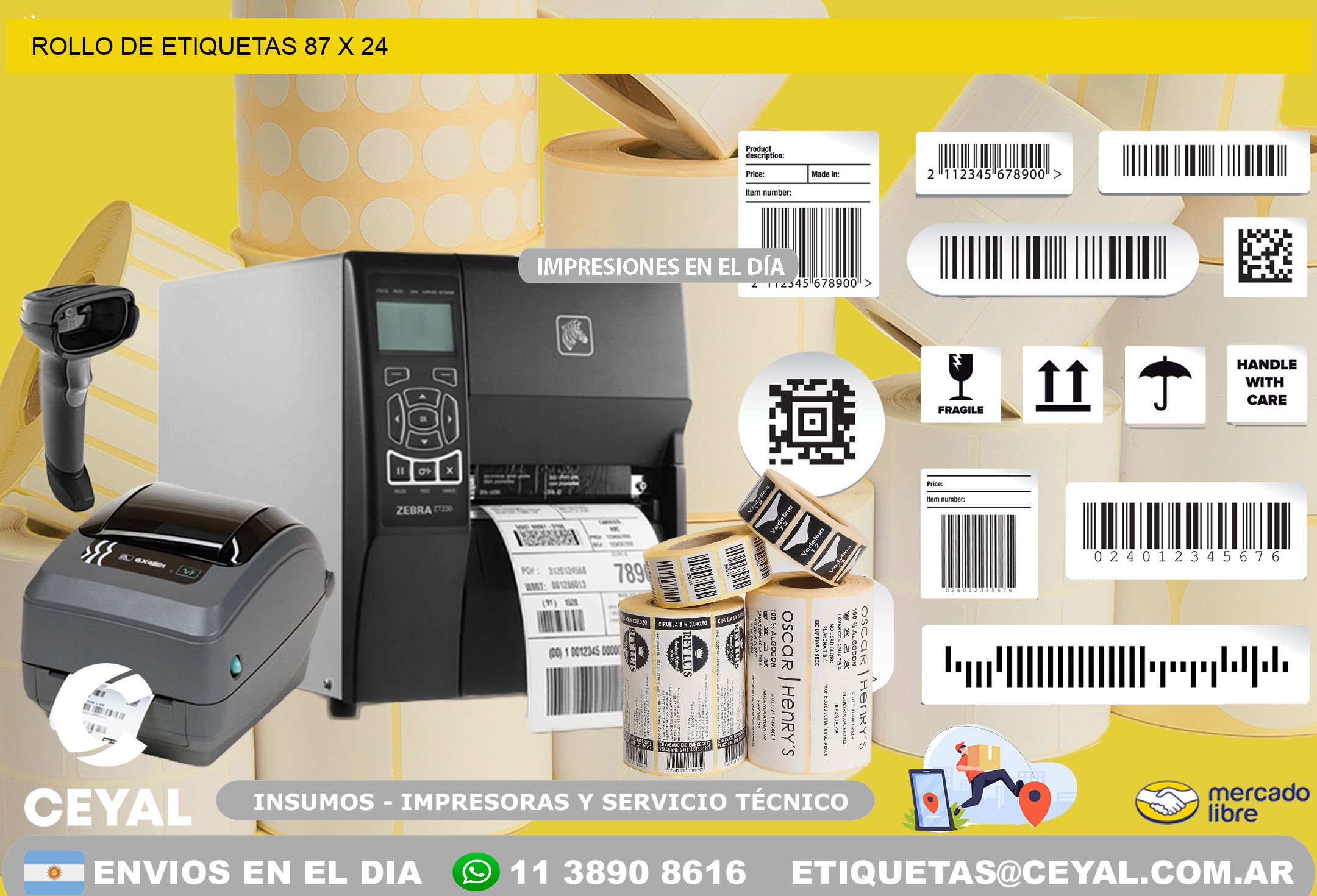 ROLLO DE ETIQUETAS 87 x 24