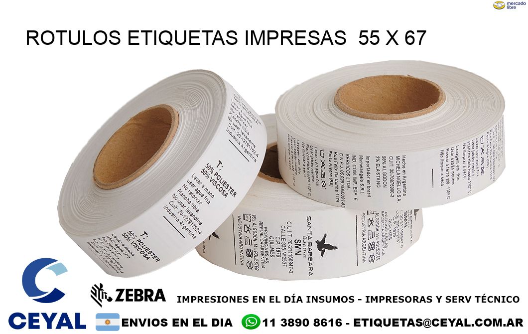 ROTULOS ETIQUETAS IMPRESAS  55 x 67