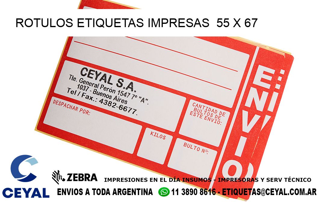 ROTULOS ETIQUETAS IMPRESAS  55 x 67