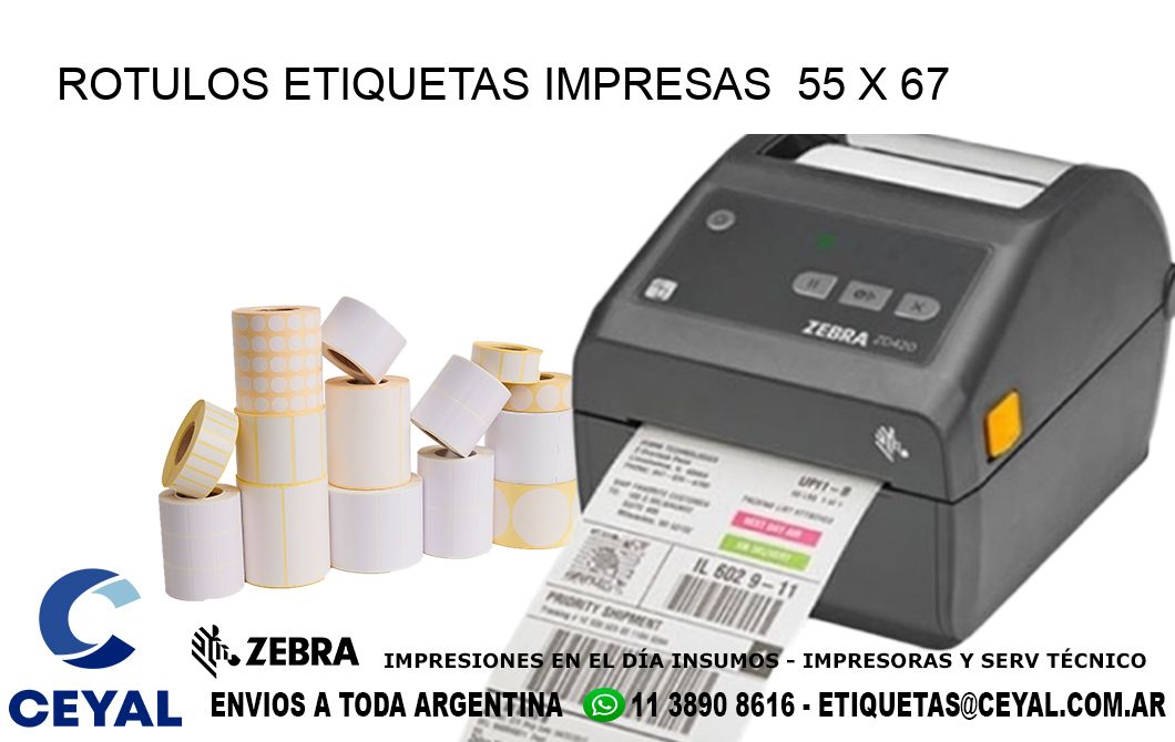 ROTULOS ETIQUETAS IMPRESAS  55 x 67