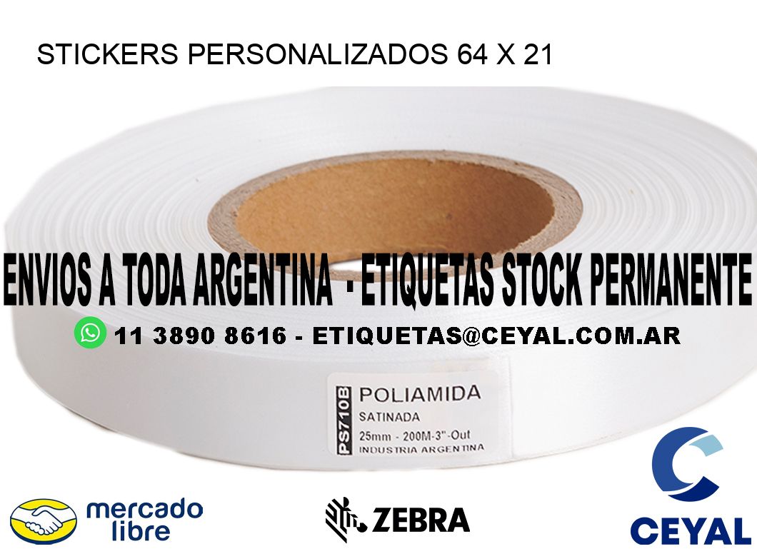 STICKERS PERSONALIZADOS 64 x 21