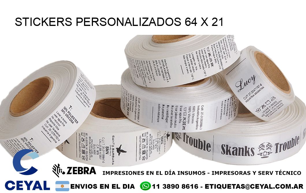 STICKERS PERSONALIZADOS 64 x 21