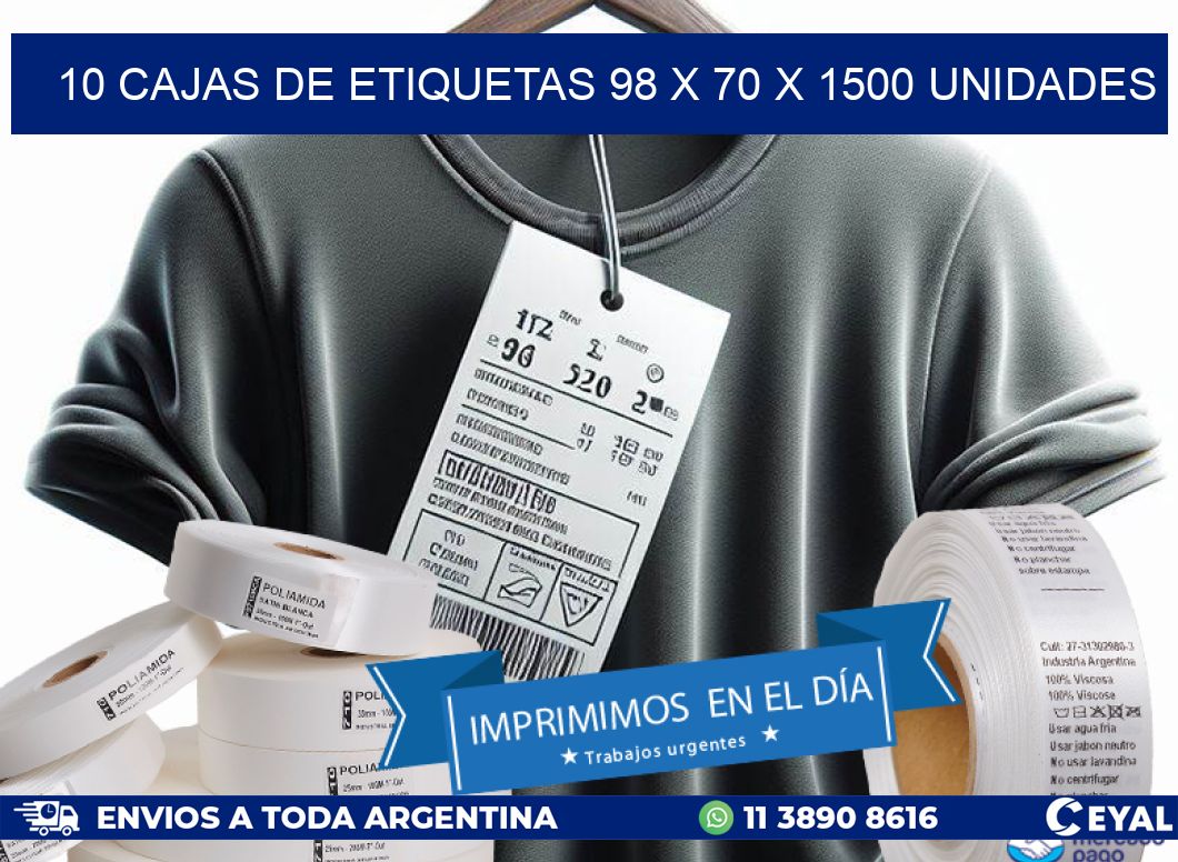 10 CAJAS DE ETIQUETAS 98 x 70 X 1500 UNIDADES