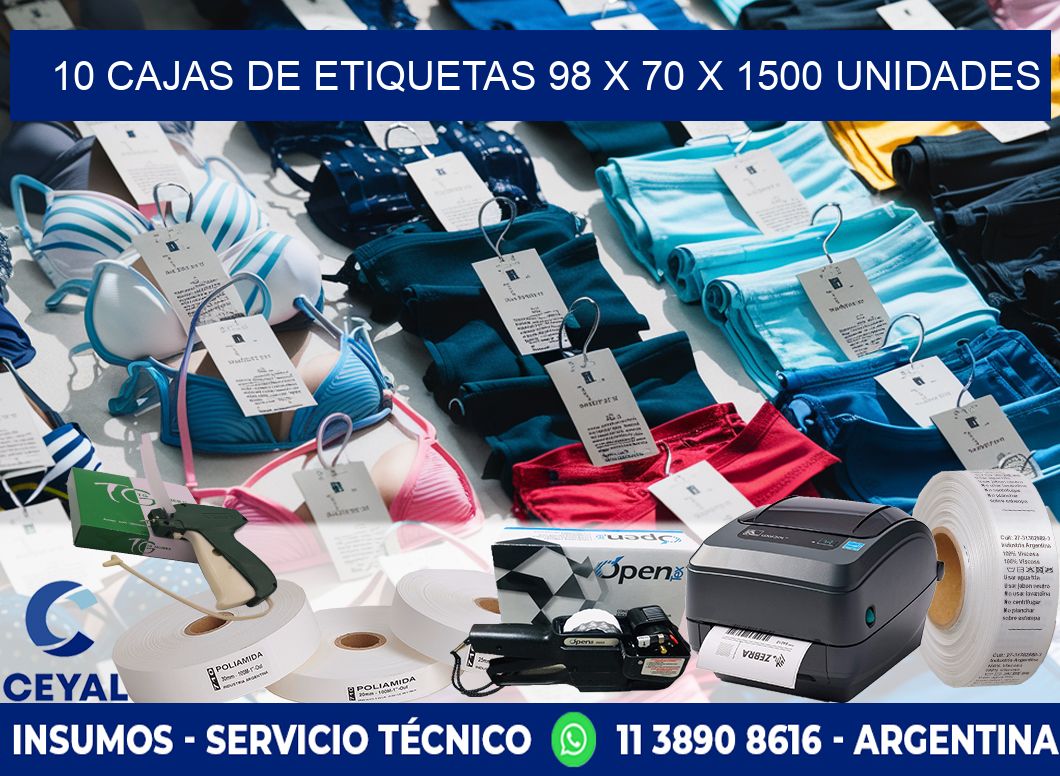 10 CAJAS DE ETIQUETAS 98 x 70 X 1500 UNIDADES