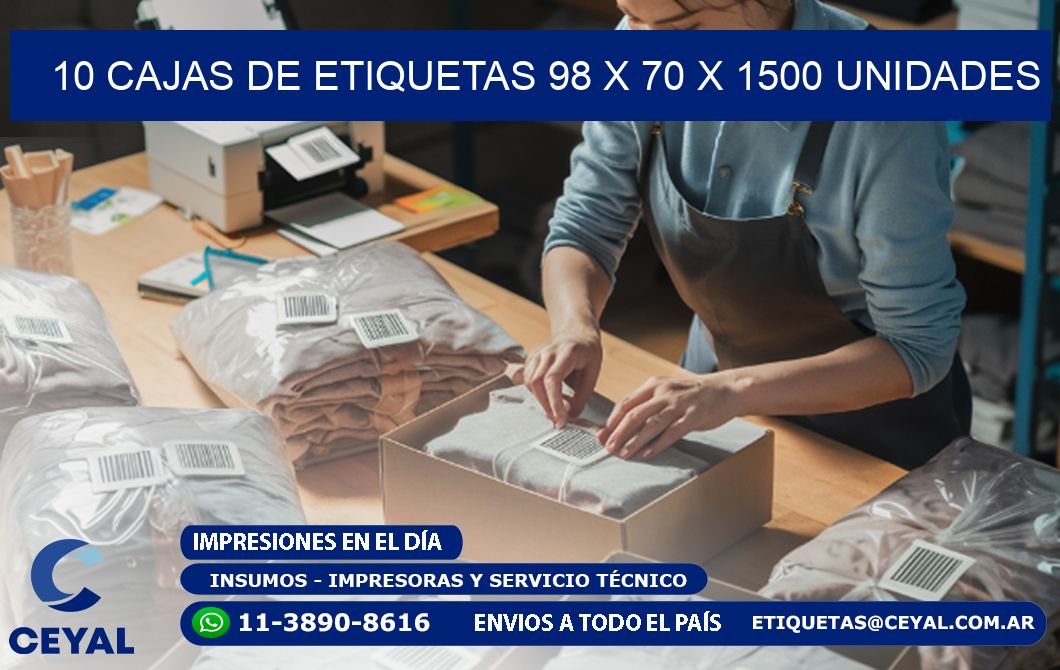 10 CAJAS DE ETIQUETAS 98 x 70 X 1500 UNIDADES