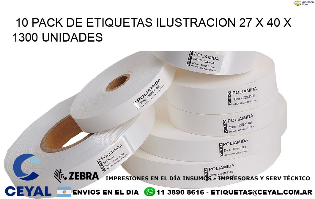 10 PACK DE ETIQUETAS ILUSTRACION 27 x 40 X 1300 UNIDADES