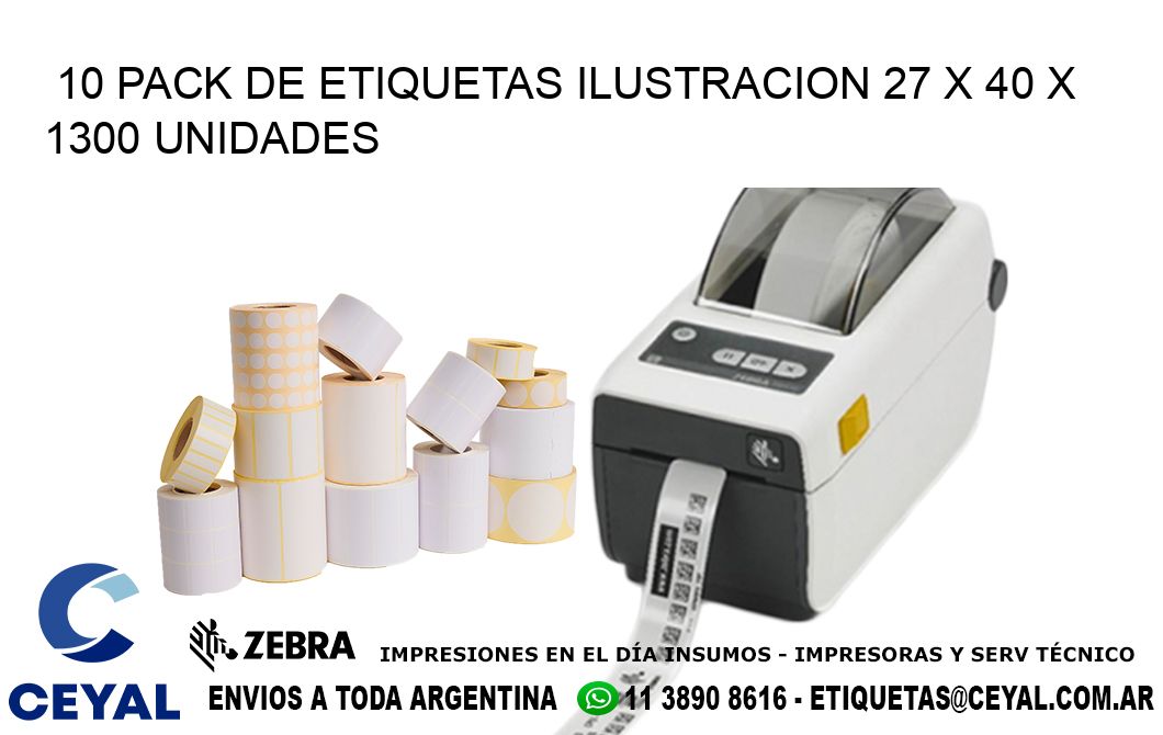 10 PACK DE ETIQUETAS ILUSTRACION 27 x 40 X 1300 UNIDADES