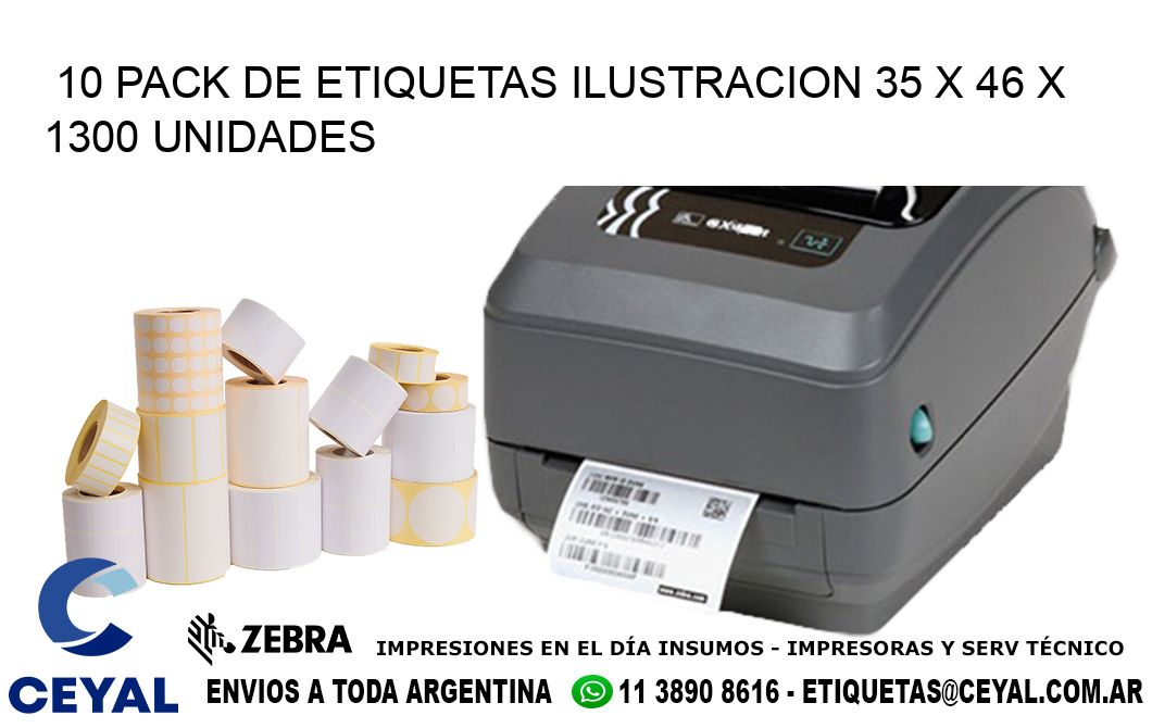 10 PACK DE ETIQUETAS ILUSTRACION 35 x 46 X 1300 UNIDADES