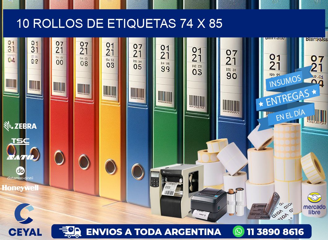 10 ROLLOS DE ETIQUETAS 74 x 85