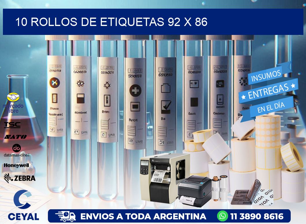 10 ROLLOS DE ETIQUETAS 92 x 86