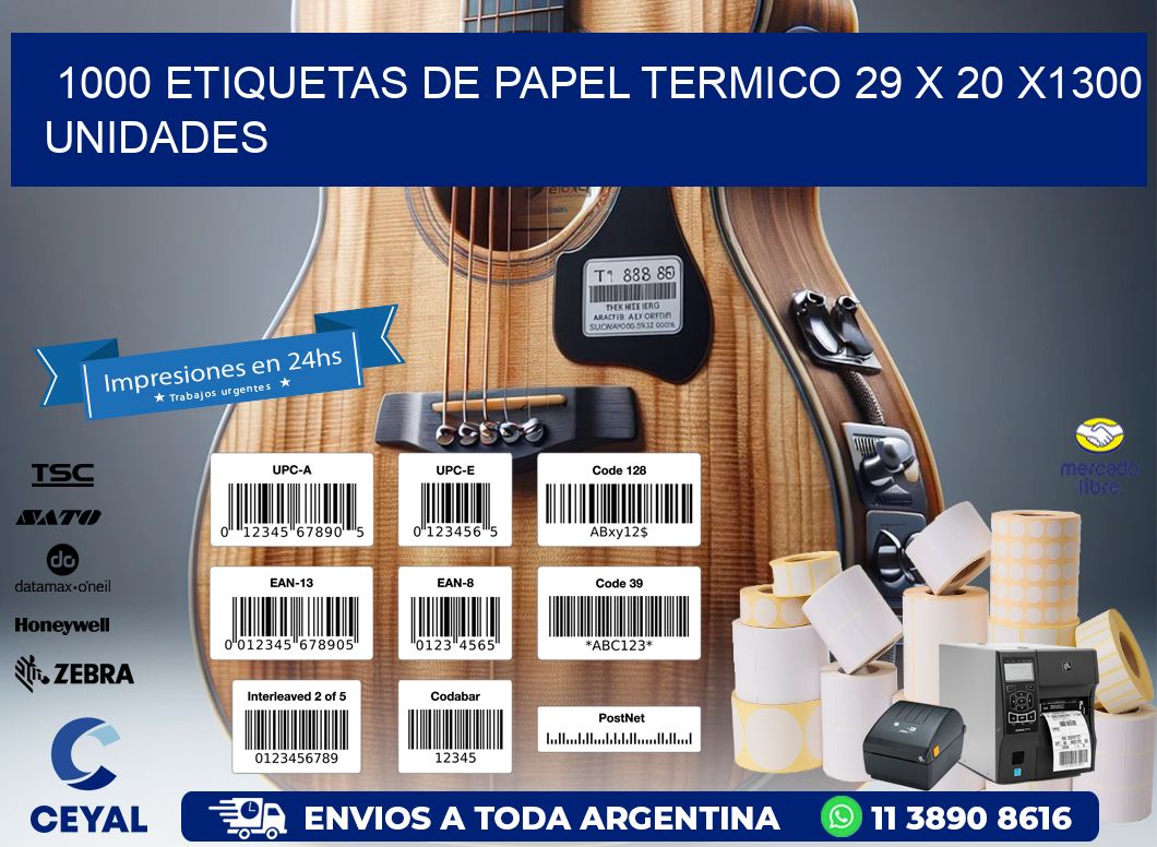 1000 ETIQUETAS DE PAPEL TERMICO 29 x 20 X1300 UNIDADES