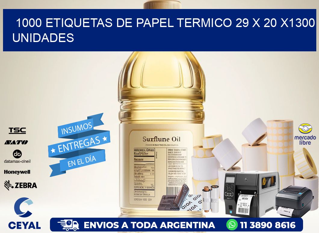 1000 ETIQUETAS DE PAPEL TERMICO 29 x 20 X1300 UNIDADES