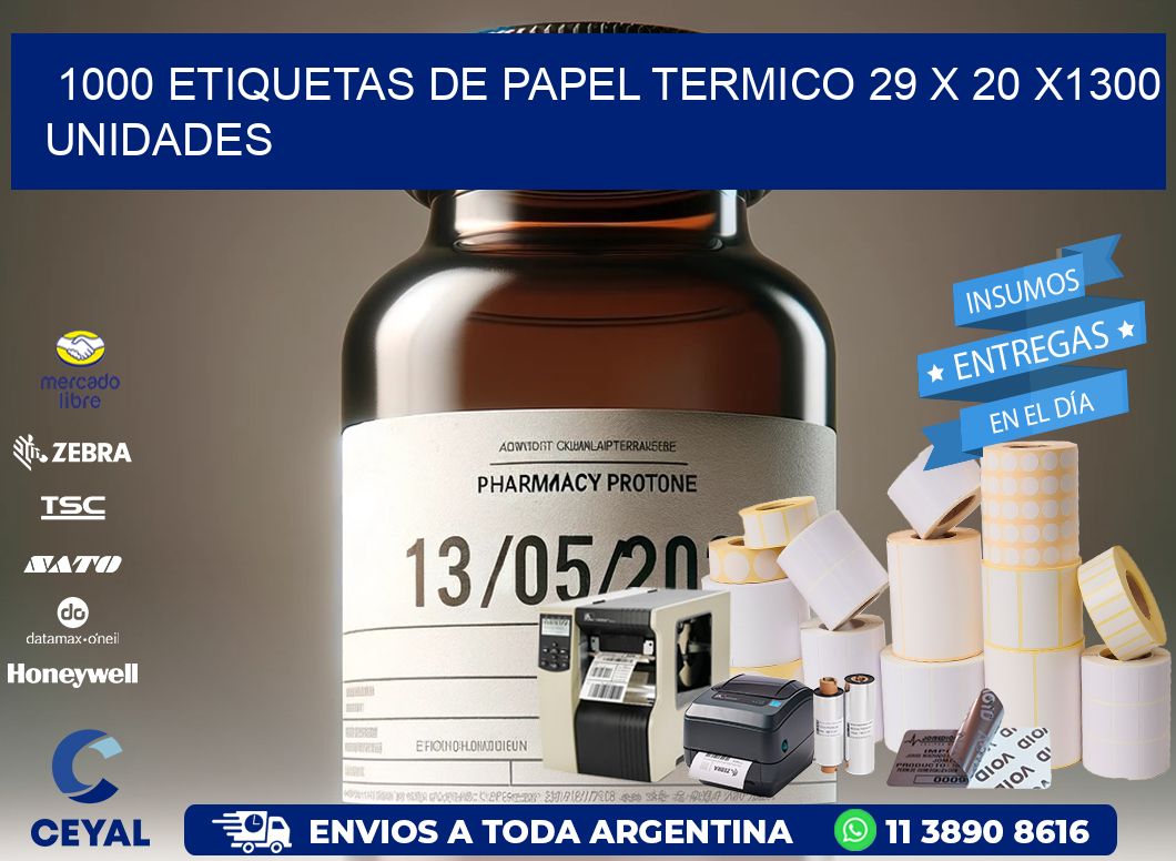 1000 ETIQUETAS DE PAPEL TERMICO 29 x 20 X1300 UNIDADES