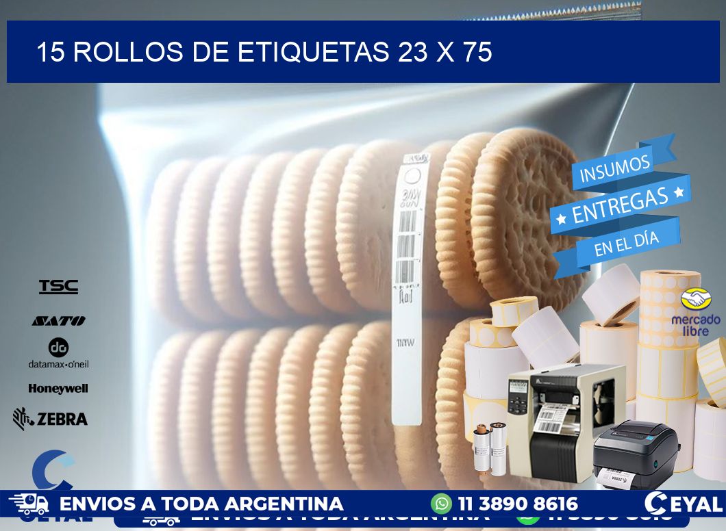 15 ROLLOS DE ETIQUETAS 23 x 75