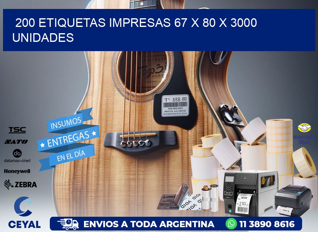 200 ETIQUETAS IMPRESAS 67 x 80 X 3000 UNIDADES