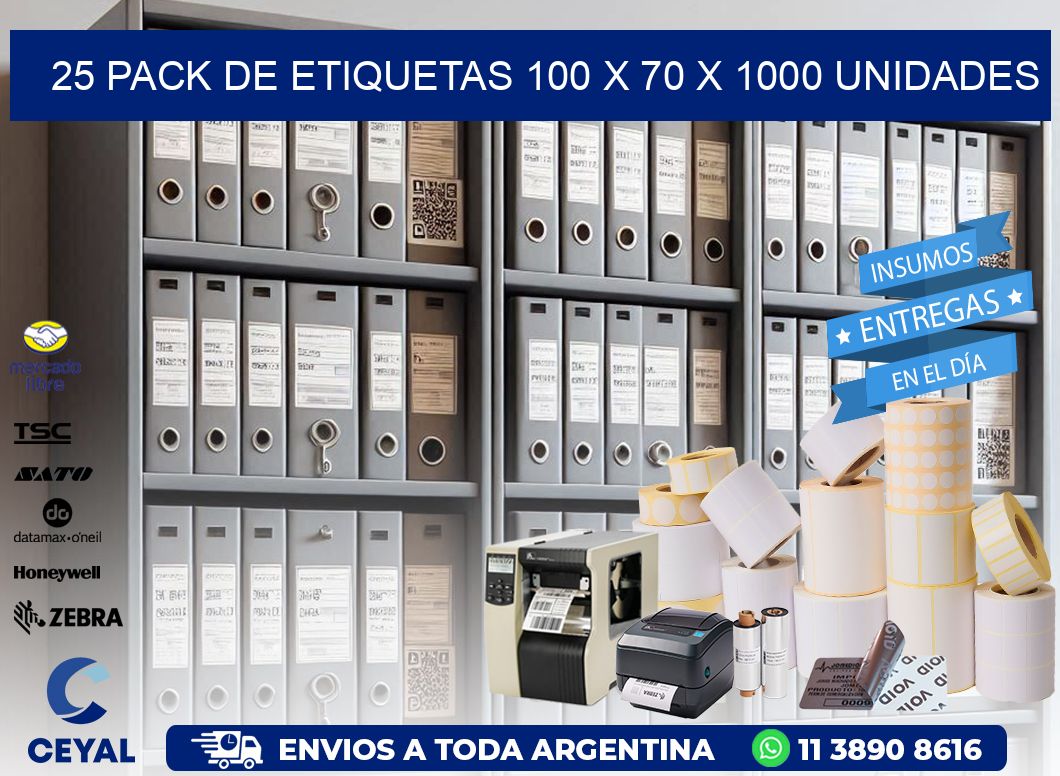 25 PACK DE ETIQUETAS 100 x 70 X 1000 UNIDADES