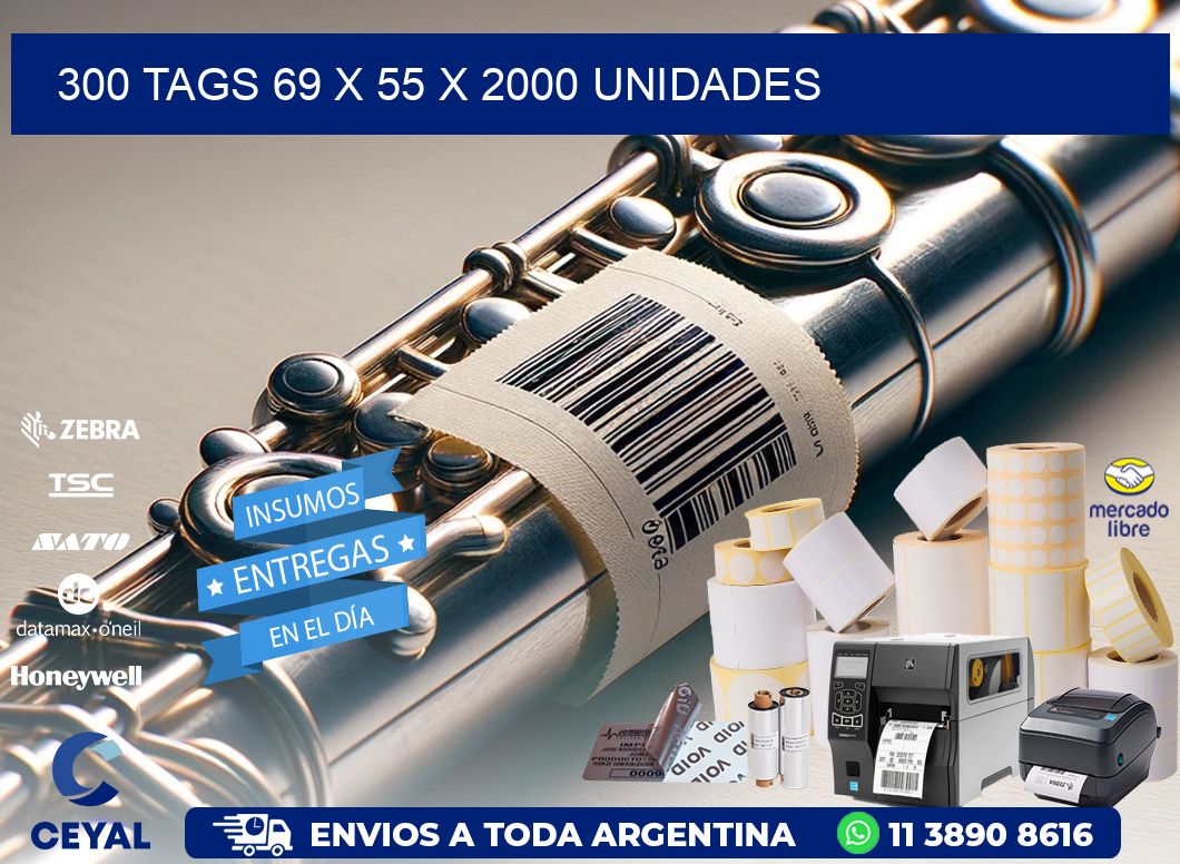 300 TAGS 69 x 55 X 2000 UNIDADES