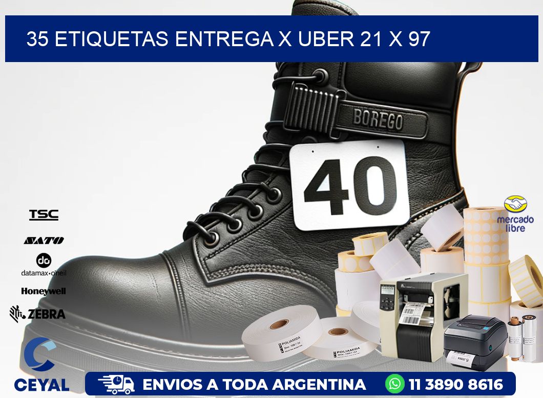 35 ETIQUETAS ENTREGA X UBER 21 x 97