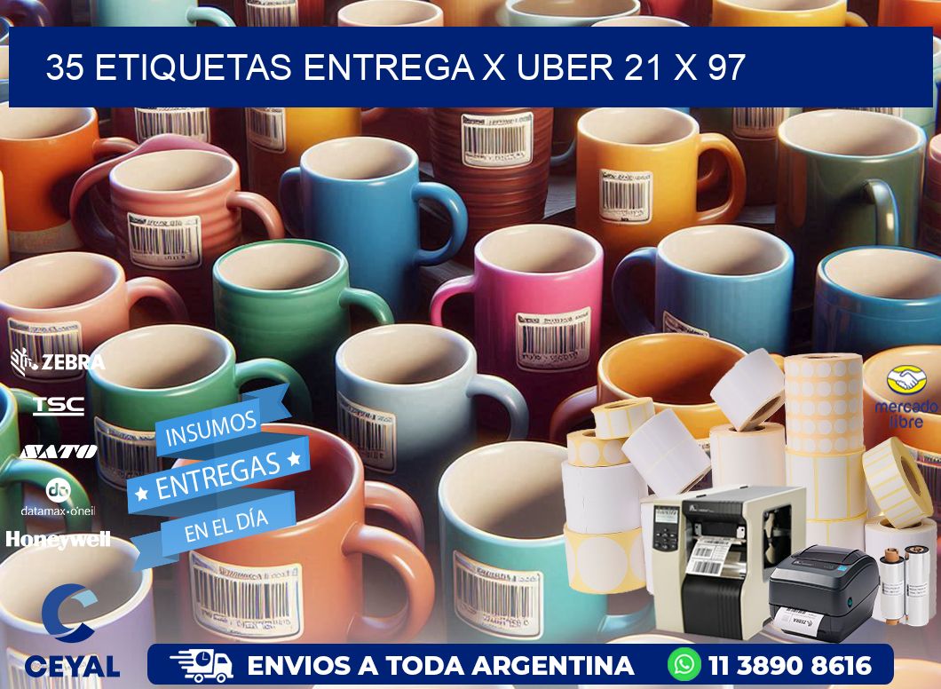 35 ETIQUETAS ENTREGA X UBER 21 x 97